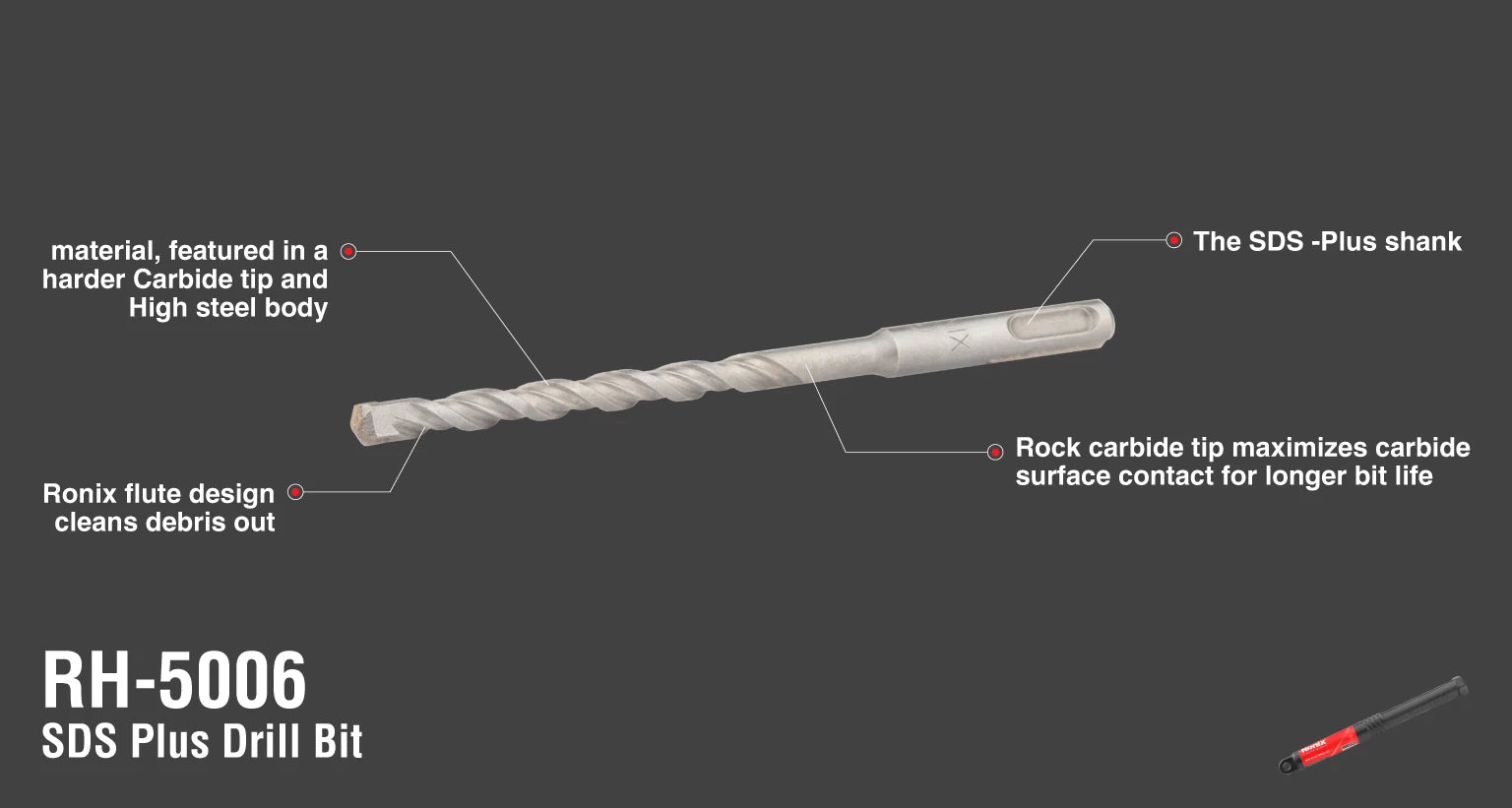 SDS Plus Drill Bit 8x160 mm-40Cr